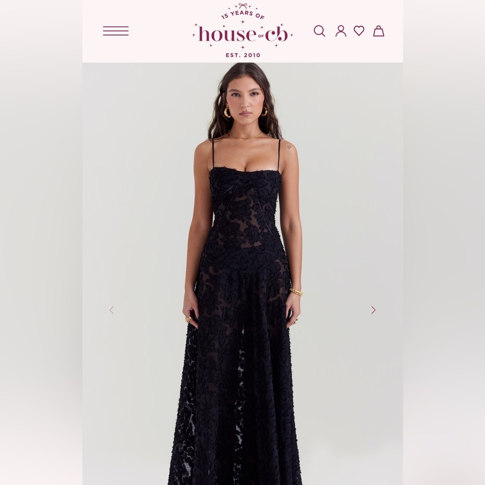 House of CB Seren Black Floral Lace Back Maxi Dress